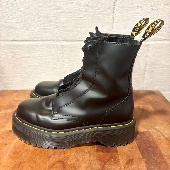 Dr. Martens Jarrick Smooth Leather Platform Boots Womens US Size 8 Black - Picture 3 of 7